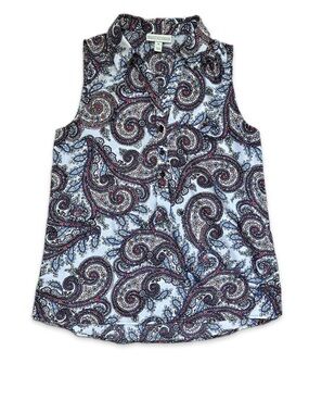 EUC Dana Buchman Paisley Sleeveless Button-Front Sleeveless Tunic